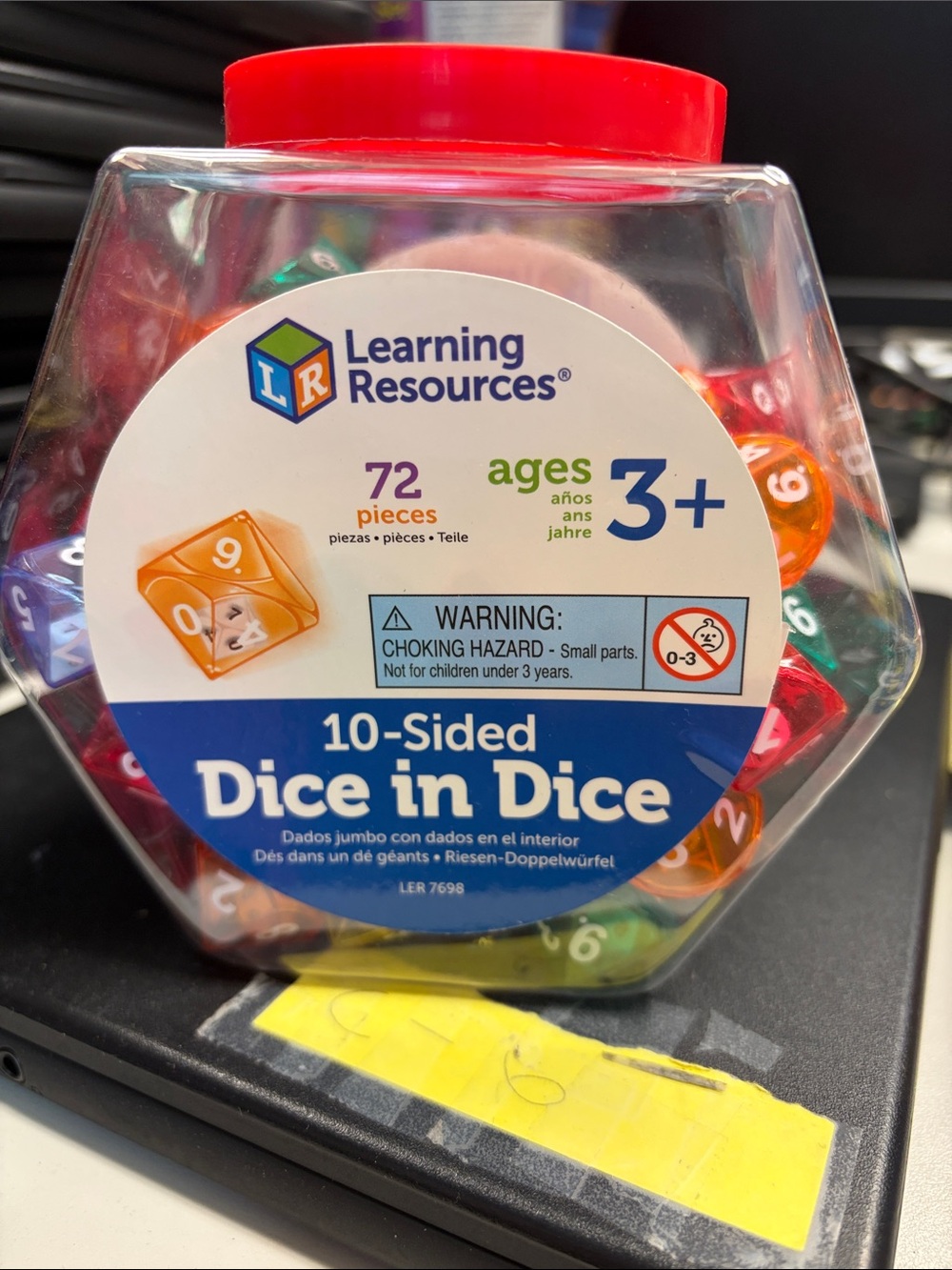 10-Sided Dice in Dice - Multicolor (72 Pieces)
